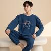 Cotton Plus Size Pajamas Men Long Sleeves Long Pants Sets Cartoon Bear Casual Nightwear Homewear Youth Sleepwear Loungewear
