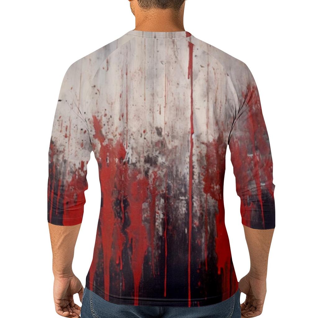 Men's Halloween Print Raglan Dralan Three-quarter Sleeve Casual Top