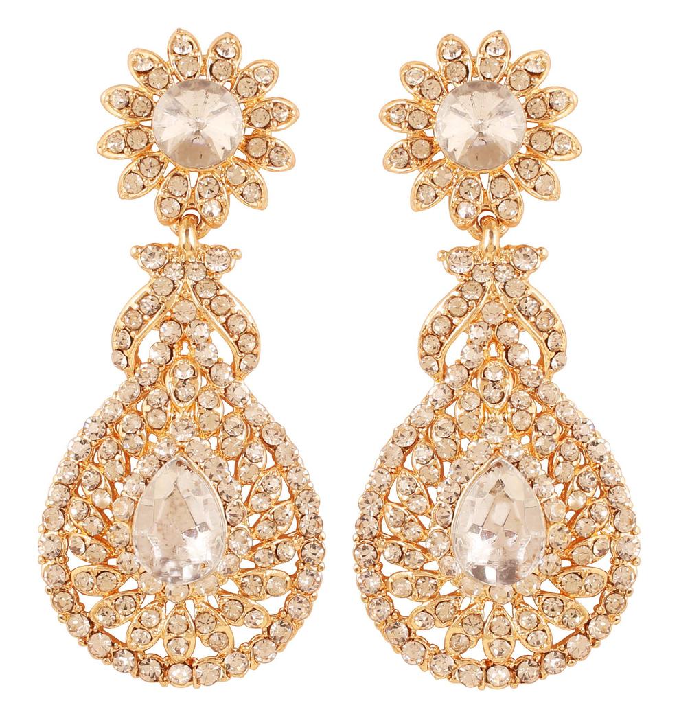 Touchstone индийский Болливуд блестящий ручной работы очаровательный цветок дизайнерские ювелирные изделия люстры серьги золото или белый тон нержавеющая сталь без драгоценных камней