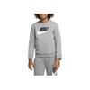 Nike Solid Color Logo Print Casual Crew Neck Sweatshirt Kids Tops Grey CV9297-092