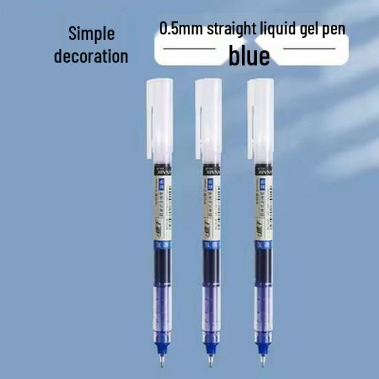 High-Capacity Quick-Drying Rollerball Pen - Black, Red, Blue, Full Needle Tip for Students and Office.