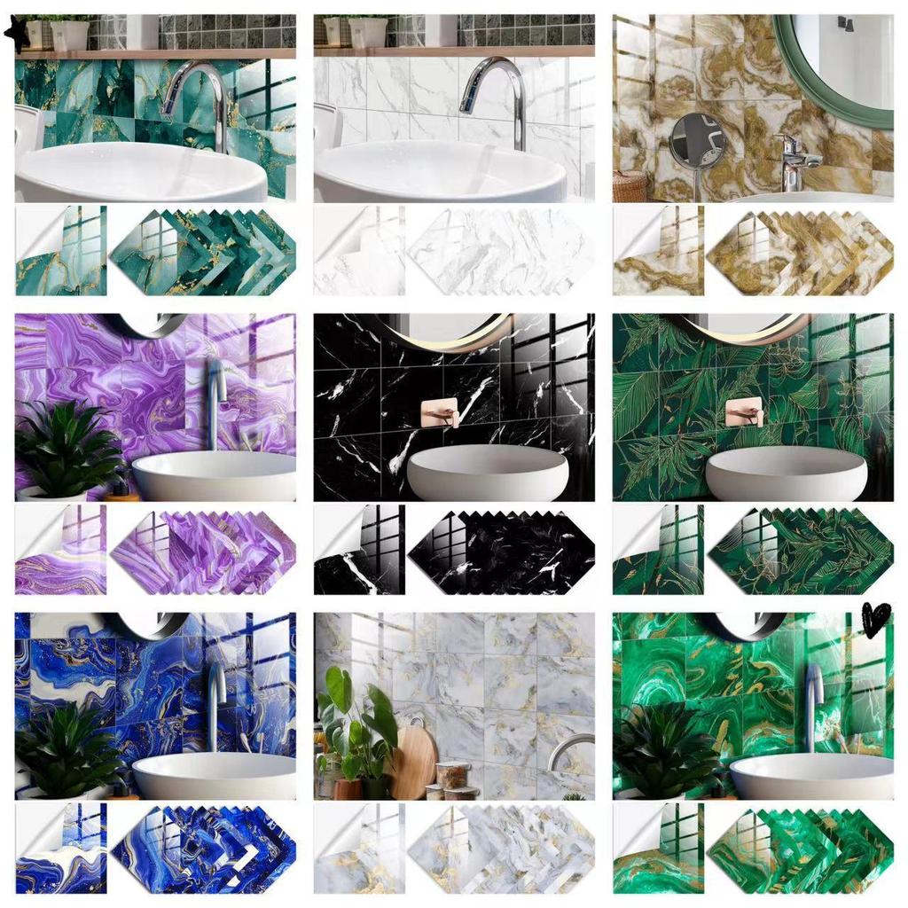 Cross-Border Imitation Marble Tile Self-Adhesive Sticker for DIY Home Decor