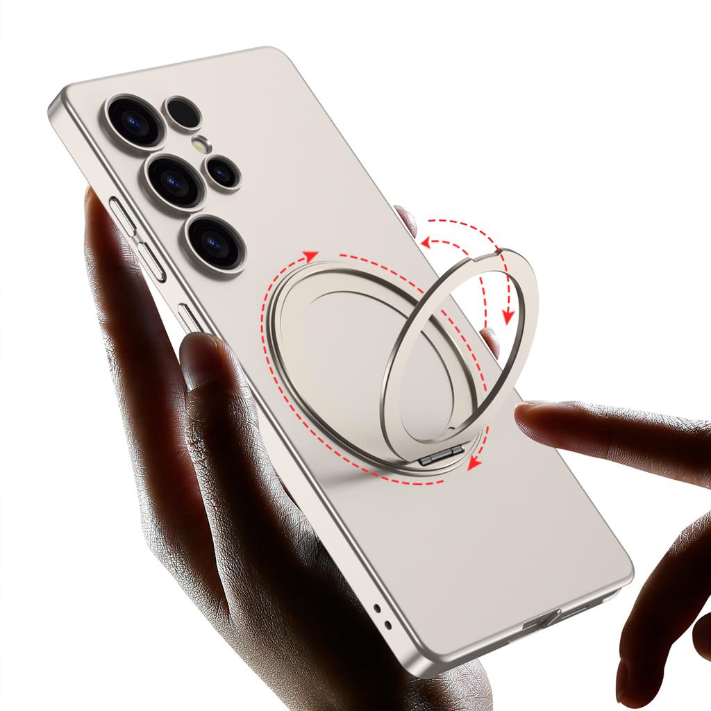 Магнитный чехол для Samsung Galaxy S25 Ultra с вращающейся подставкой, тонкая накладка из твердого ПК для телефона