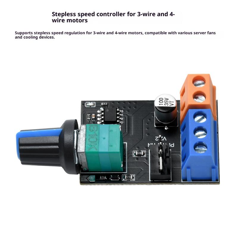 Dc12V Pwm Fan Speed Controller Module With Switch 3/4 Wire Motor Governor Electric Fan Speed Control Knob For Computer Pc Case