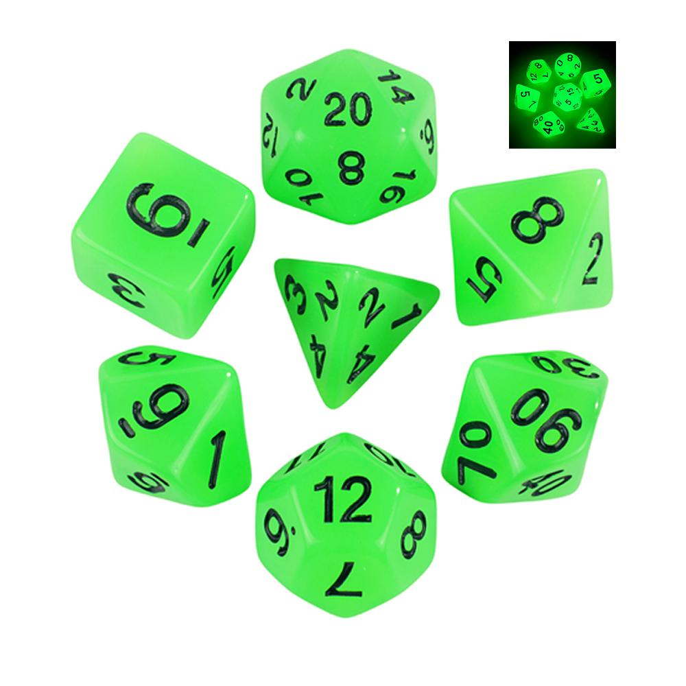 Glow In The Dark DND Dice, 7pcs Luminous Polyhedral Dice Set, Glowing D&D Dice for DND, RPG, Table Games