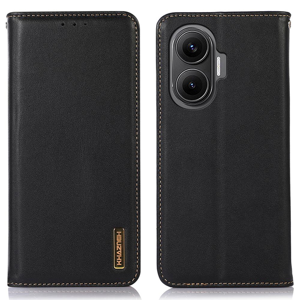 KHAZNEH For Xiaomi Poco F7 5G/Redmi Turbo 4 Pro 5G Case Wallet Genuine Cow Leather Phone Cover Nappa Texture