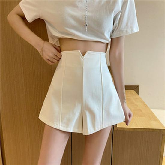 Черные шорты с высокой талией и широкими штанинами для женщин — облегающие, повседневные, универсальные, весна/лето