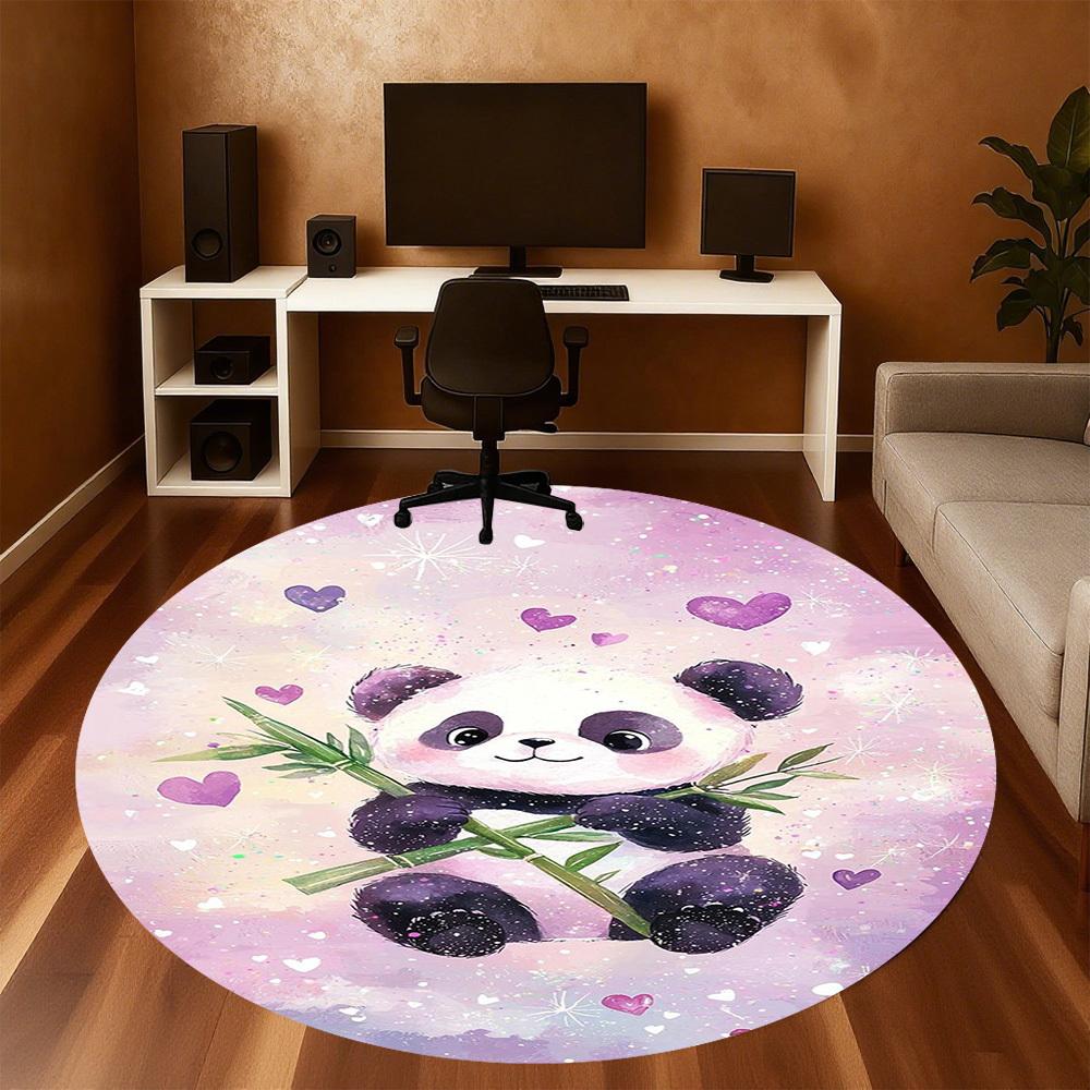 1PC Panda Hearts Round Chair mat Area Rug - Non-Slip, Floor Mat for Office, Bedroom, home decor Christmas Gift c0528013
