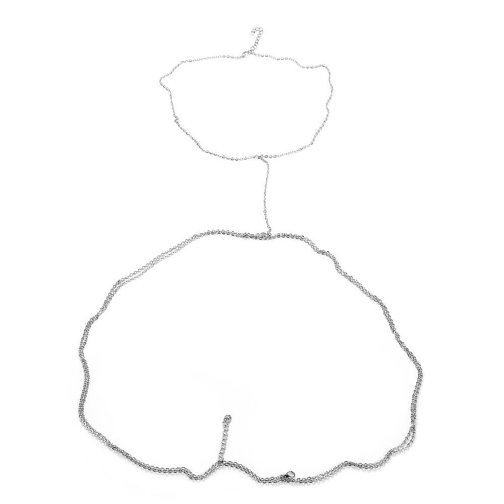 Gold Silver Bikini Slave Harness Crossover Belly Waist Bra Chest Body Chain Beach Jewelry