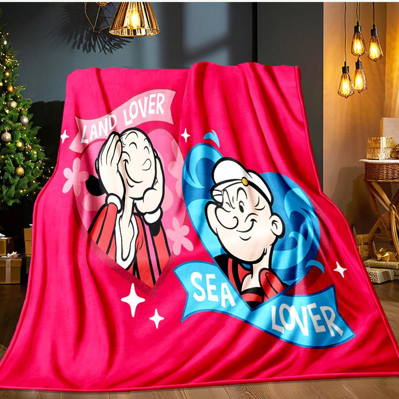 Popeye Flannel Blanket, Use for Birthday/Holiday Gift, Soft Blanket for Sofa/Bed/Camping/Office/Tourism Use,All Seasons