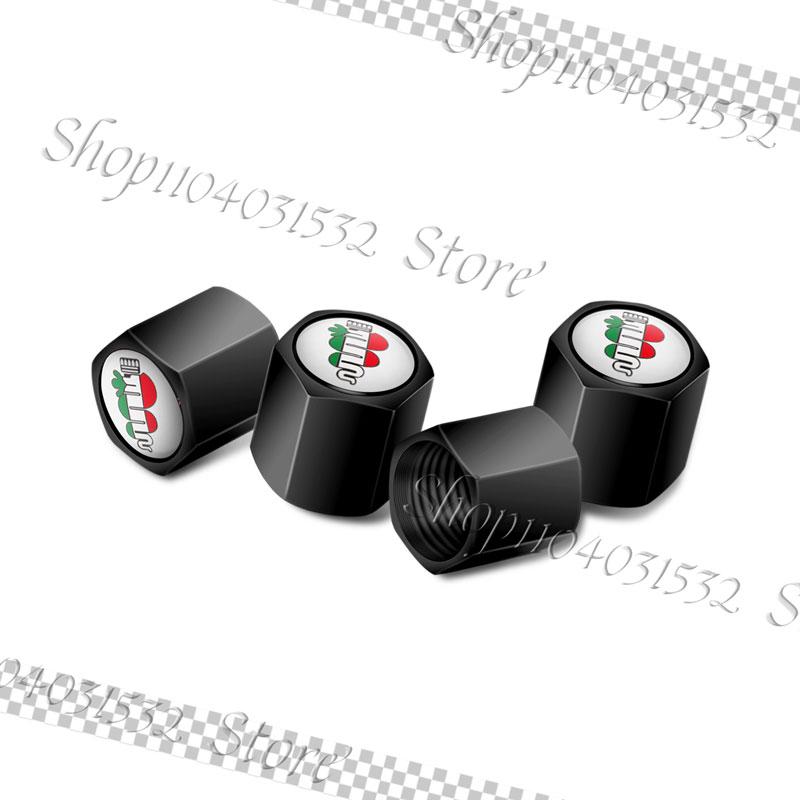 KUBEL1 4Pcs Car Styling Emblem Car Wheel Tire Valve Caps Rim Stem Dust-proof Covers For Alfa Romeo 147 156 166 159 Giulietta Mito Decor