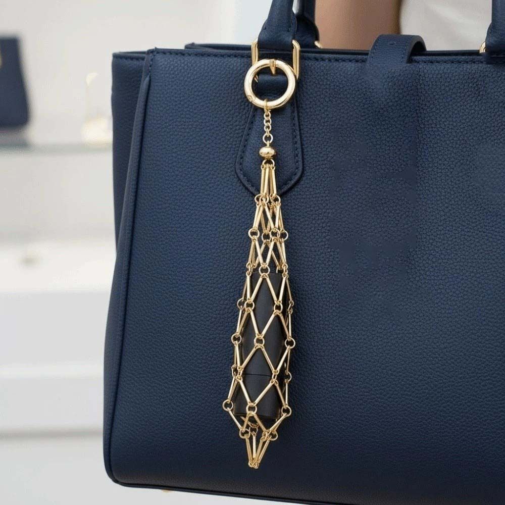 Portable Metal Net Lipstick Bag Hollow Mini Mesh Bag Key Chain Light Weight Creative Lipstick Cover Key Ring Travel