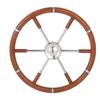Teak Wood Handle Boat Steering Wheel 6 Spoke 304 Stainless Steel Center Frame Replacement Yachts Steering Wheel for 5