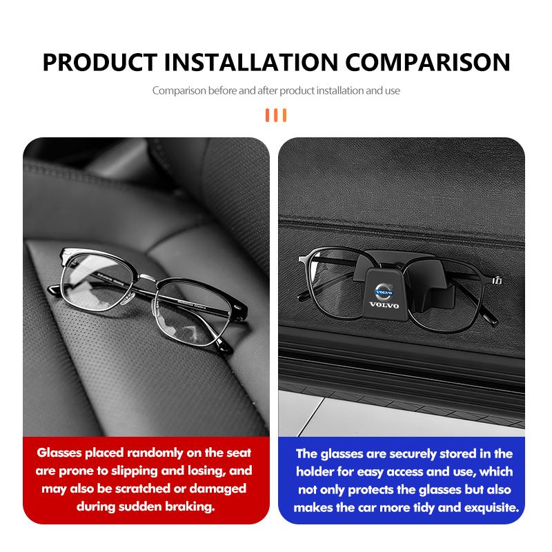 vhndr2 Car Sunglasses Self-Adhesive Auto Seat Eyeglasses Organizer Accessories For Volvo V40 V60 C30 C70 S60 S80 S90 XC40 XC60 XC70