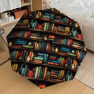 1 шт. книжная полка библиотечный узор дизайн зонта автоматическое открытие и закрытие зонта, высококачественный дорожный зонт, легкий и портативный, -1002102