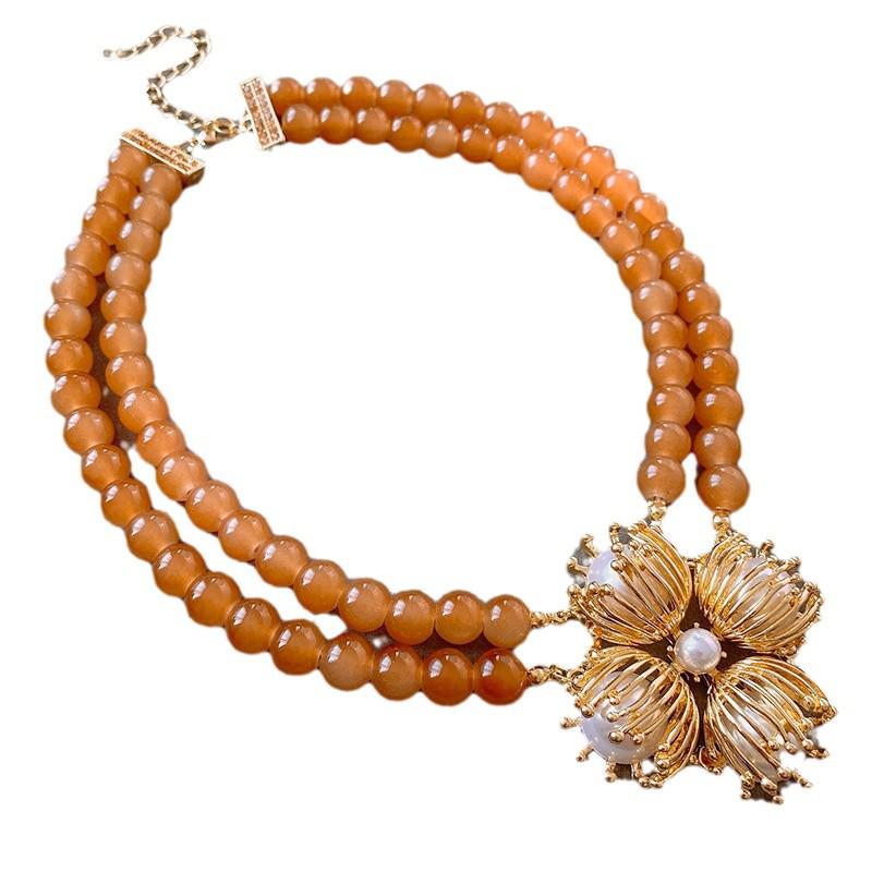 Инкрустированное бриллиантами колье-цветок и ретро-браслет, серьги - набор, европейский и американский стиль, цепочка для ключиц, ювелирные изделия высокого класса