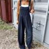 Stylish Plaid Print Strapper Jumpsuit Summer Vintage Loose High-waisted Jumpsuit