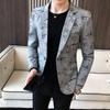 High Quality Men's Blazer Spring Fashion Men Korean Printed Slim Formal Wedding Party Prom Suit Jacket