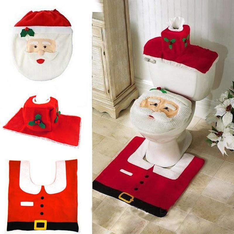 3 шт./набор Фантастический Санта Чехол на сиденье унитаза Рождественский Рождественский Набор для ванной комнаты Домашнее украшение KTY