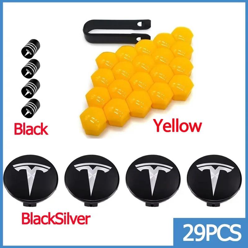 56mm Center Hub Caps for Tesla Model 3 Y S X Car Wheel Valve Cap Tire Lug Nut Protective Cover Exterior Decoration 25pcs / 29pcs