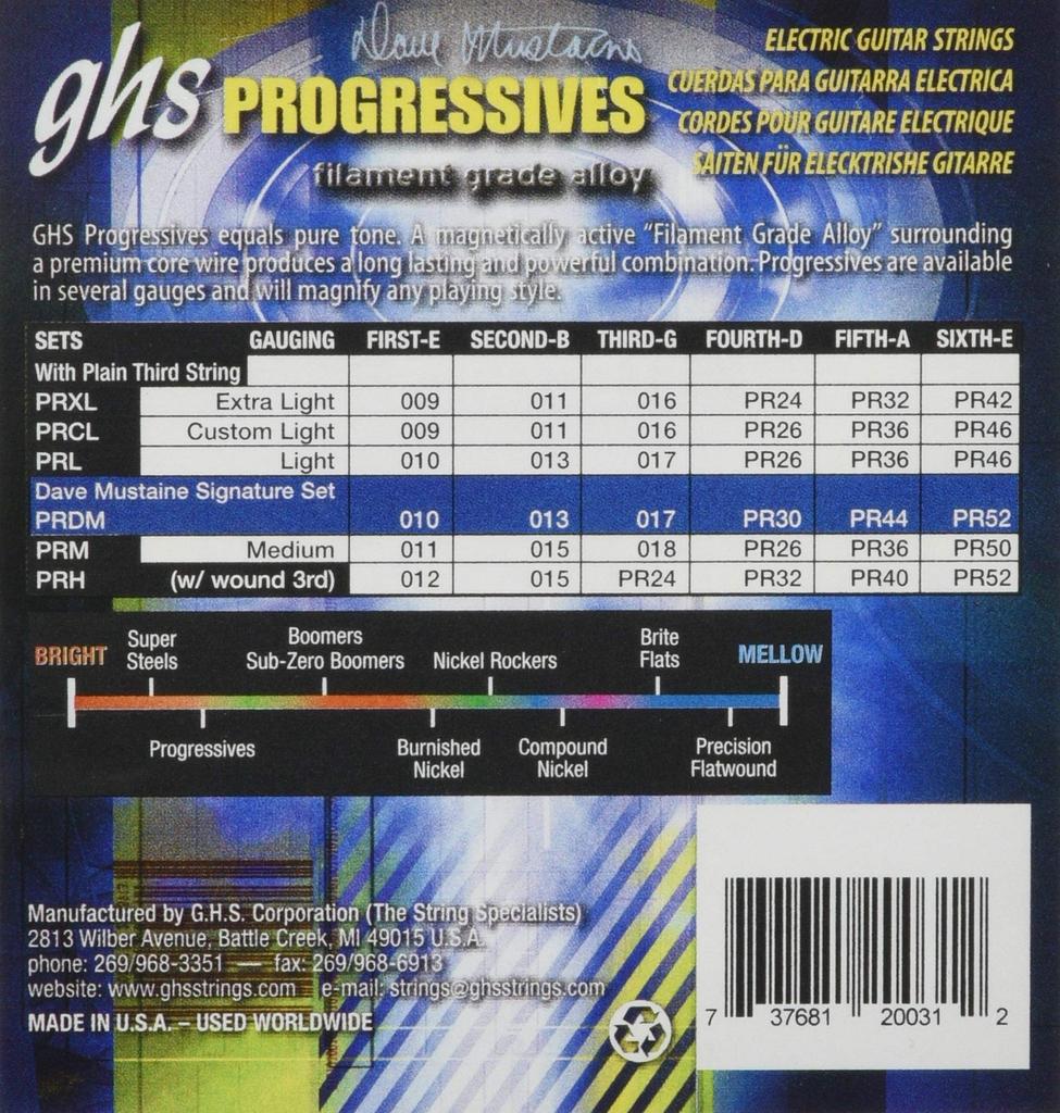 Ghs PROGRESSIVES Струны для электрогитары Signature Дэйва Мастейна PRDM (Мегадэт) 10-52