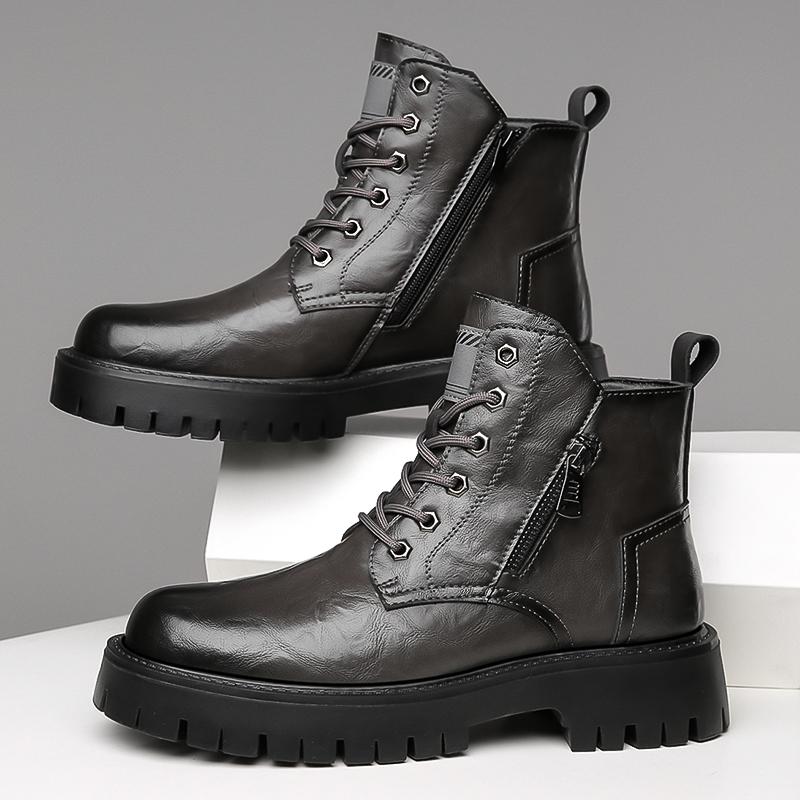 Fashion Men's High-top Winter Boots New Designer Motorcycle Boots Luxury Brand Leather Ankle Boots for Men Casual Shoes Outdoor Boats