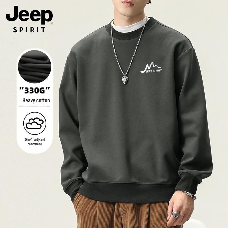 JEEP SPIRIT Men's Loose-Fit Crewneck Print Sweatshirt