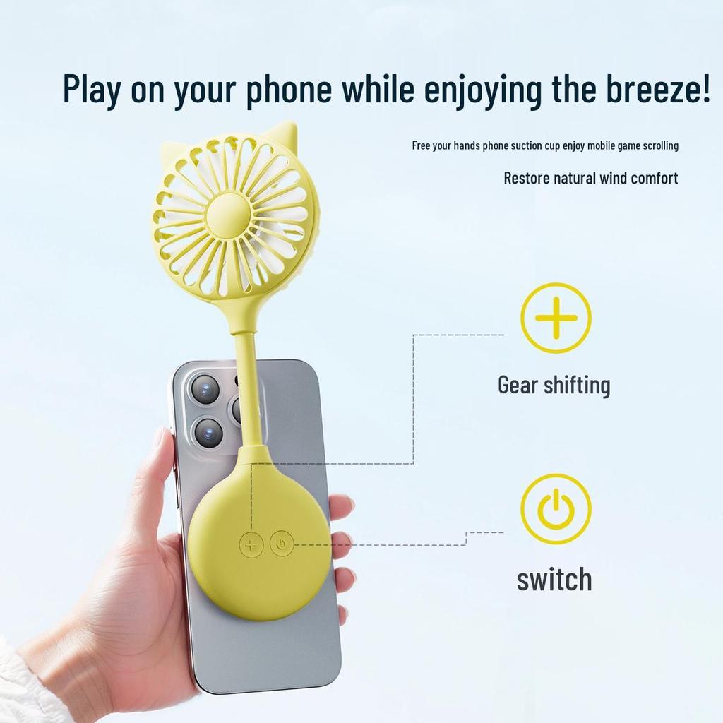 WangT6 Portable USB Mini Folding Fan with Suction Cup for Home and Outdoor Use