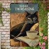 Винтажный черный кот, книжный, металлический плакат, водостойкое настенное искусство, декор для дома