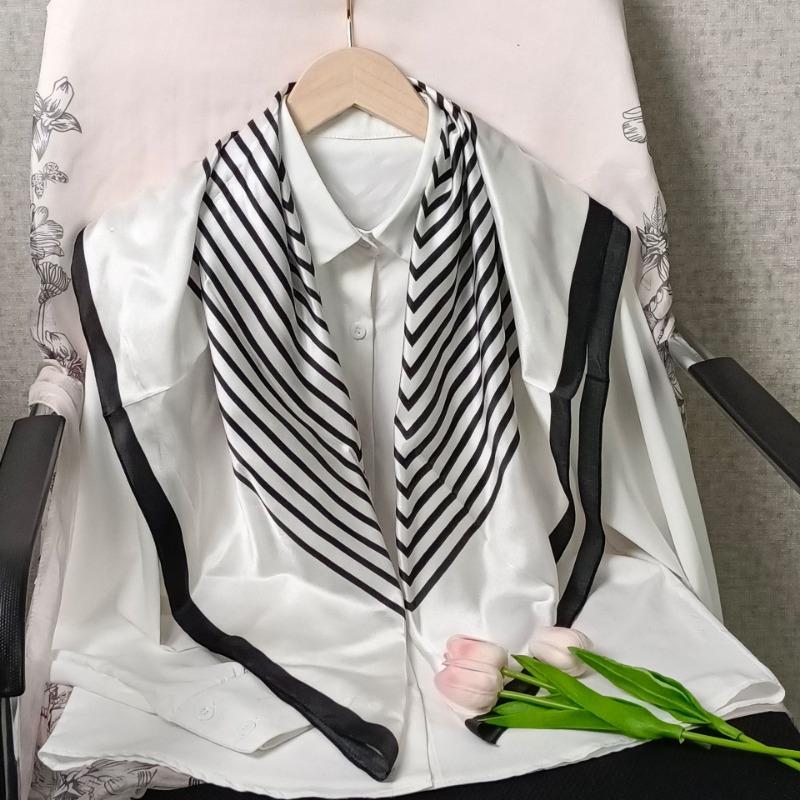 Spring and Autumn Thin Silk Scarf Women's Mulberry Silk 90 Square Scarf Versatile Fashion Shirt with Shawl Silk Scarf