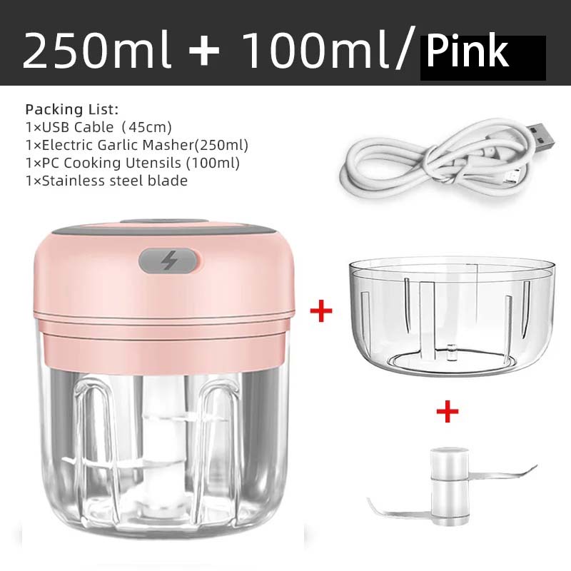 Electric Mini Garlic Mincer 100/250ML USB Vegetable Onion Chopper Portable Small Food Processor for Ginger Chili Vegetables 3