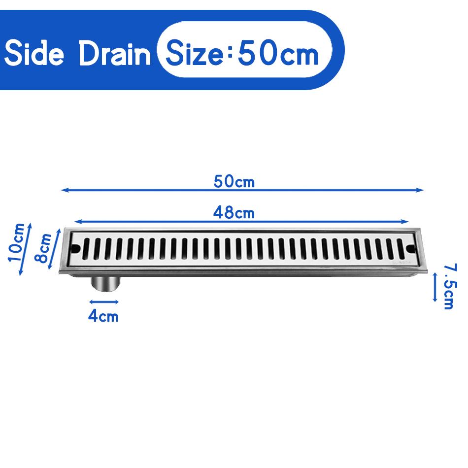 304 Нержавеющая сталь Слив для пола Анти-запах для ванной Душ Длинный слив Линейный слив для сточных вод Крышка для сливов для пола 20 30 40 50 CM