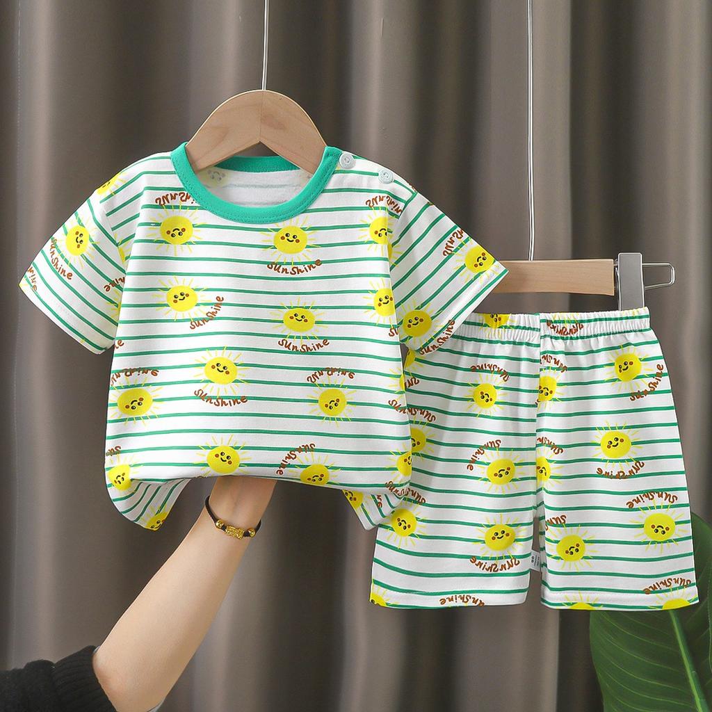 Детский комплект с коротким рукавом Летний А-класса Чистый хлопок Одежда для мальчиков Футболка для девочек Летняя одежда для малышей Детская одежда