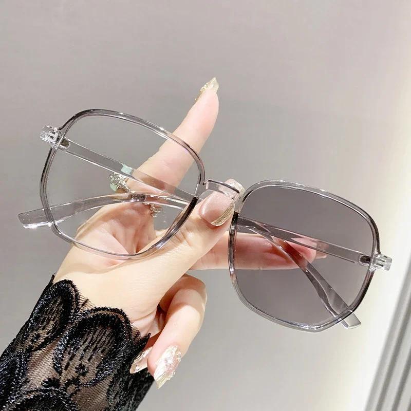 Крупногабаритные фотохромные готовые очки для близорукости, модные солнцезащитные очки для улицы, очки с изменяющими цвет линзами и защитой от синего света