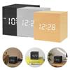 Деревянный цифровой будильник с температурой, электронные настольные часы, голосовое управление, светодиодные часы, художественное украшение для декора офисной комнаты