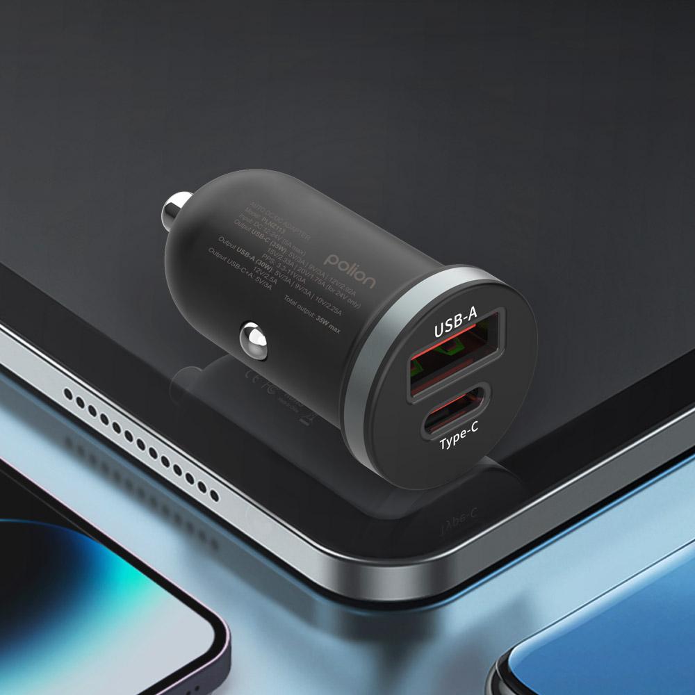 Автомобильное зарядное устройство для телефона 12 В USB-C 35 Вт | USB-C | USB-A | QC | PD