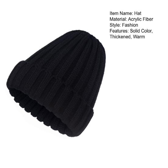 Women Winter Hat Solid Color Thick Warm Knit Hat Brimless Ribbed Breathable Hat with Good Elasticity Headwear