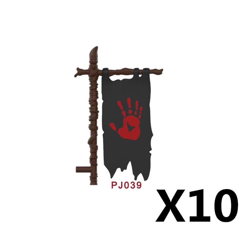 Medieval Castle Green Dragon Knight Building Blocks Figure Accessory Shield Vest Warhorse Cape Orc Flag Mount Wolf Toy Gift D123