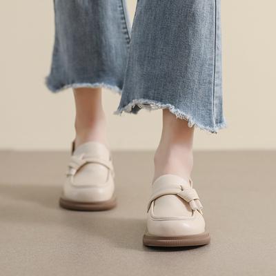 Weiwei girl 105-11 британские маленькие кожаные туфли женские на платформе в студенческом стиле с одной педалью на толстом каблуке однотонные туфли весенние и осенние мокасины