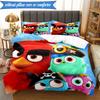 Red Birds Characters Collage 3pcs K-pop music group Bedding set,Ideal for Bedroom, Dormitory,Including Duvet Cover And 2pcs Pillowcases,Fan gifts