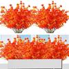 7 Forks Artificial Plant Outdoor UV Resistant Fake Flowers Plastic Shrubs for Autumn Floral Arrangement Halloween Orange Decors