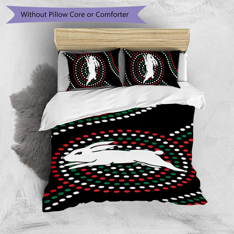 South Sydney Rabbitohs Printed 3PCS Bedding Set Soft Breathable Duvet Cover Pillowcases Set Washable Bedroom Decor Home Gift