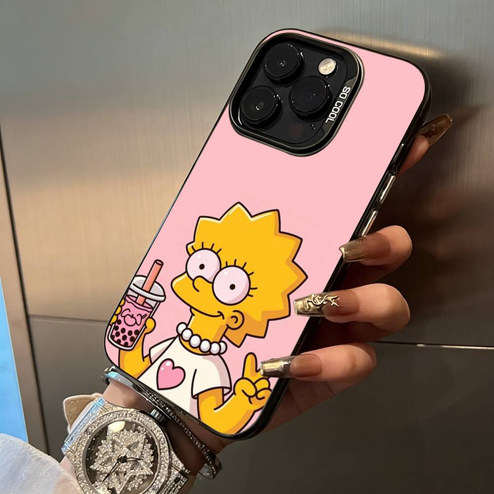 Симпсоны-Забавный Мультяшный Чехол Для Телефона Для iPhone 17,16,15,14,13,12,11 Plus Pro Max Цветной Серебристый Чехол Для Телефона