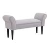 Bench Upholstered Bench with Sailcloth Fabric, Armrest Hallway Bench with Wooden Frame, Shoe Bench for Bedroom, Living Room