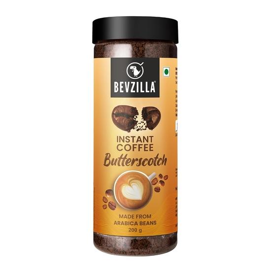 Bevzilla 200 GM Butterscotch Flavoured Instant Coffee Powder | Arabica Beans | Best For Espresso, Latte & Cappucino