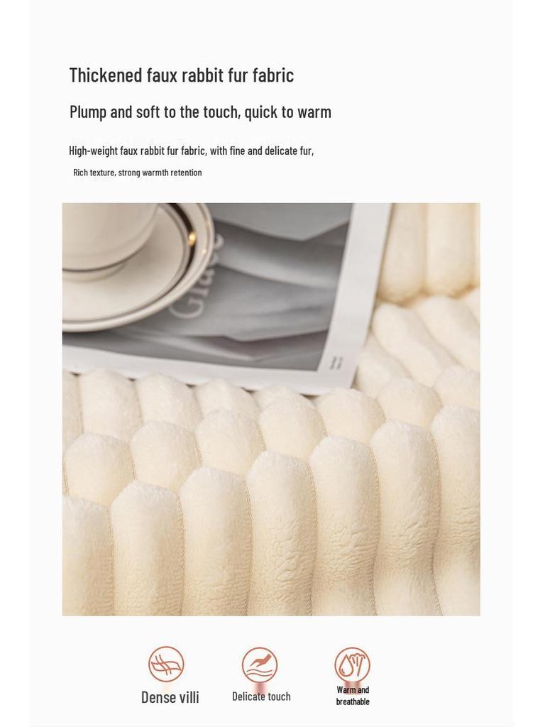 Плюшевое одеяло из толстого искусственного кроличьего меха с широким рубчатым сетчатым узором для перерыва на обед или использования под кондиционером