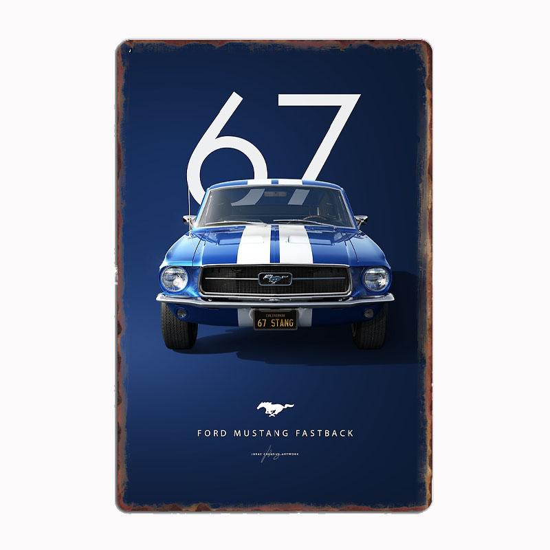 1966 Shelby Mustang G.T.350H Фастбэк Cobra Racing Металлический постер Знак Клуб Мурал Настенное искусство Табличка Жесть Украшение комнаты Домашний декор