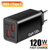 120 Вт GaN USB C Зарядное устройство с несколькими портами Быстрая зарядка Адаптер для зарядки телефона PD QC3.0 Для iPhone 16 Samsung Xiaomi Huawei Настенное зарядное устройство
