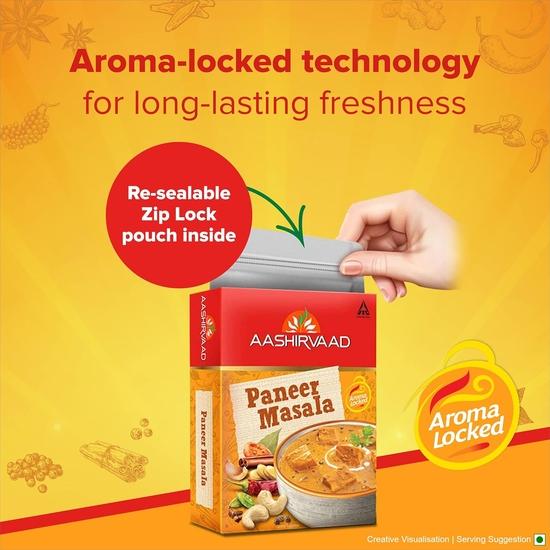 Aashirvaad Paneer Masala, 100 г, смесь специй для аутентичного вкуса и цвета