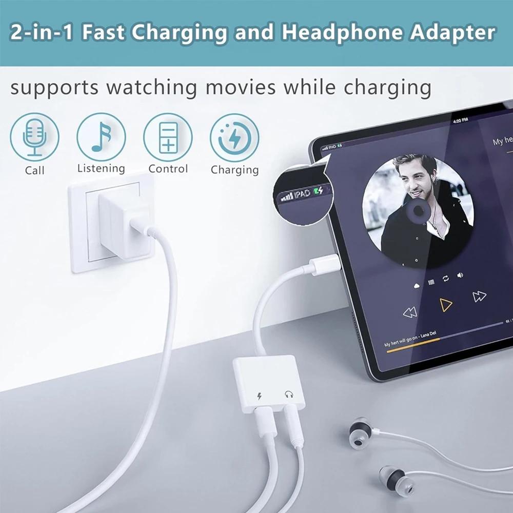 2-in-1 USB-C to 3.5mm Headphone & PD Charging Adapter, Type-C Audio Cable for iPhone 16/15 Pro Max, iPad, Samsung S25/S24/S23